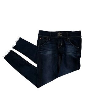 HUDSON JEANS DARK BLUE DENIM COLLIN FLAP SKINNY STRETCH FADE FRAY ANKLE SIZE 26
